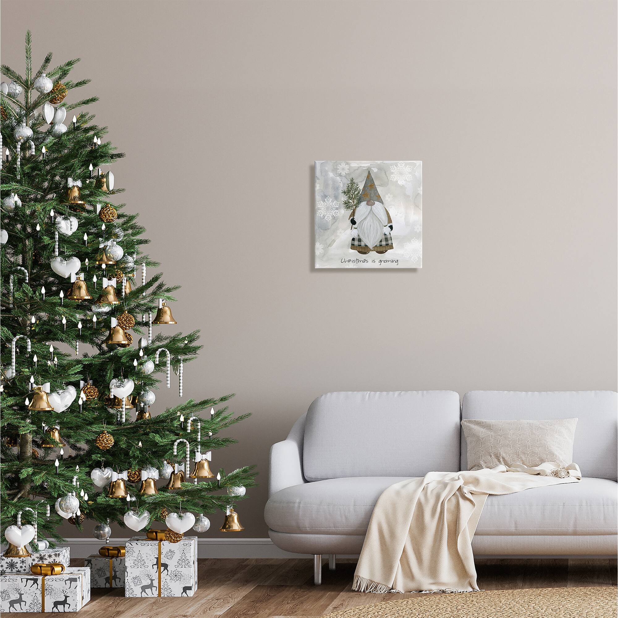 Stupell Industries Christmas Is Gnoming Holiday Pattern Canvas Wall Art